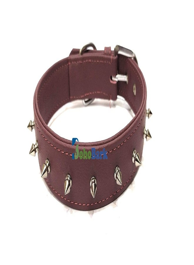 BohoBark Leather Single Spike Pu Dog Collar Belt, Medium, Brown - Image 1
